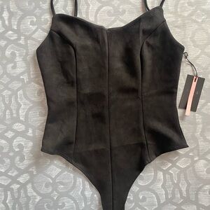 Iris Suede Black Corset Style Bodysuit Bikercore Goth sz M